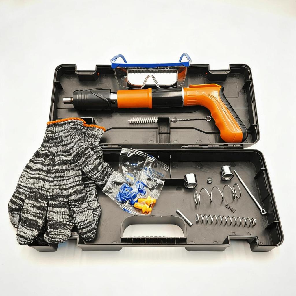 Heavy-Duty 5-Speed Adjustable Nail Gun - Quiet, Fast-Firing, Easy Assembly for Concrete/Steel/Gypsum Walls, DIY & Renovation (Nails Not Included)