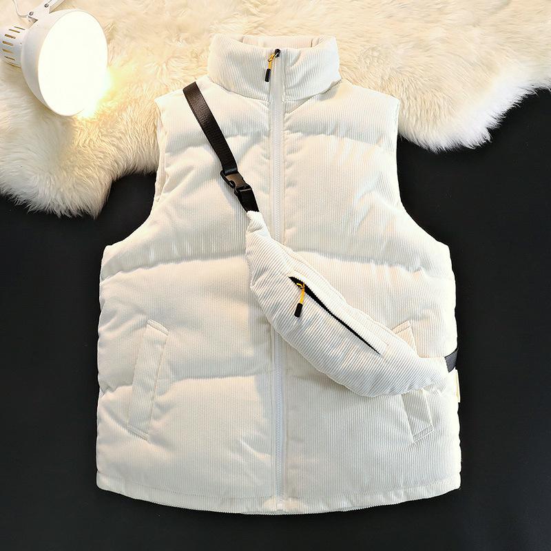 

Autumn and Winter Casual Jacket Simple Portable Bag Simple Solid Color Sleeveless Warm Thickened Vest M (90-120) catties хакі