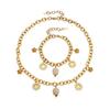Oumeka 18k Gold-Plated Stainless Steel Jewelry Set: Versatile Pendant, Necklace, and Bracelet.