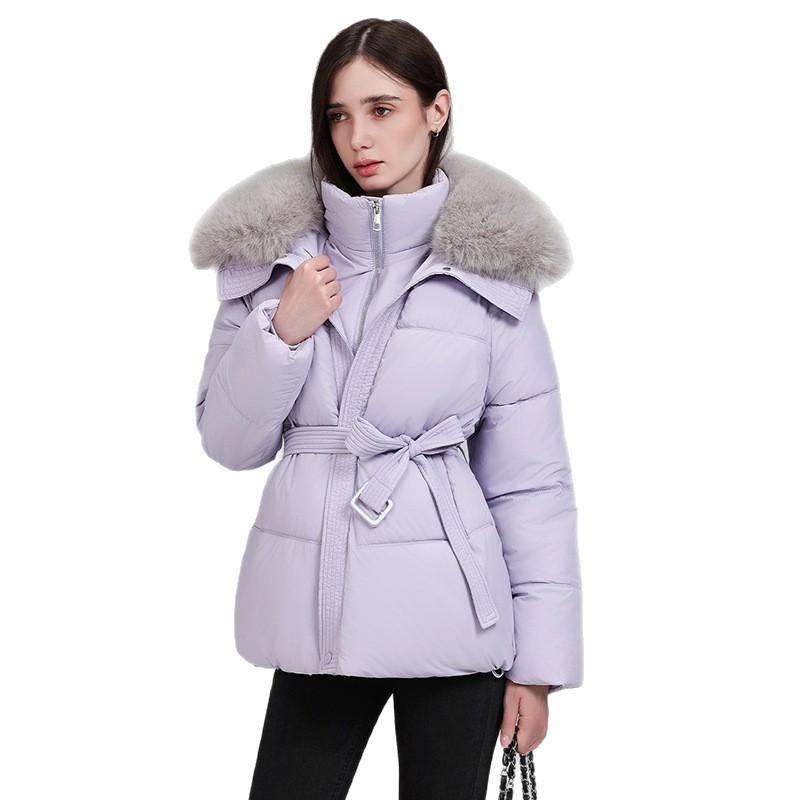 2026 Winter Korean Style Faux Fur Collar Cotton Puffer Coat Womens Loose Fit Warm Jacket