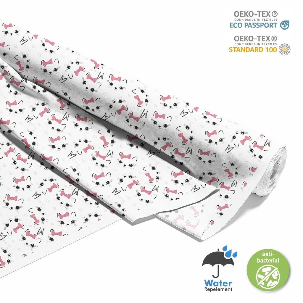 Outdoor Dekostoffe Oxford - Motiv Katzenkopf Mit Schleife I Dx563
