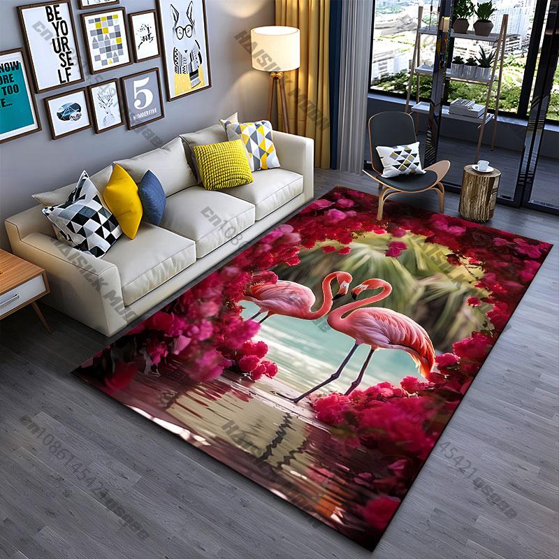 Flamingos surrounded by vibrant flowers carpet Yoga living room room decor children s crawling mat doormat area rug 40x60cm