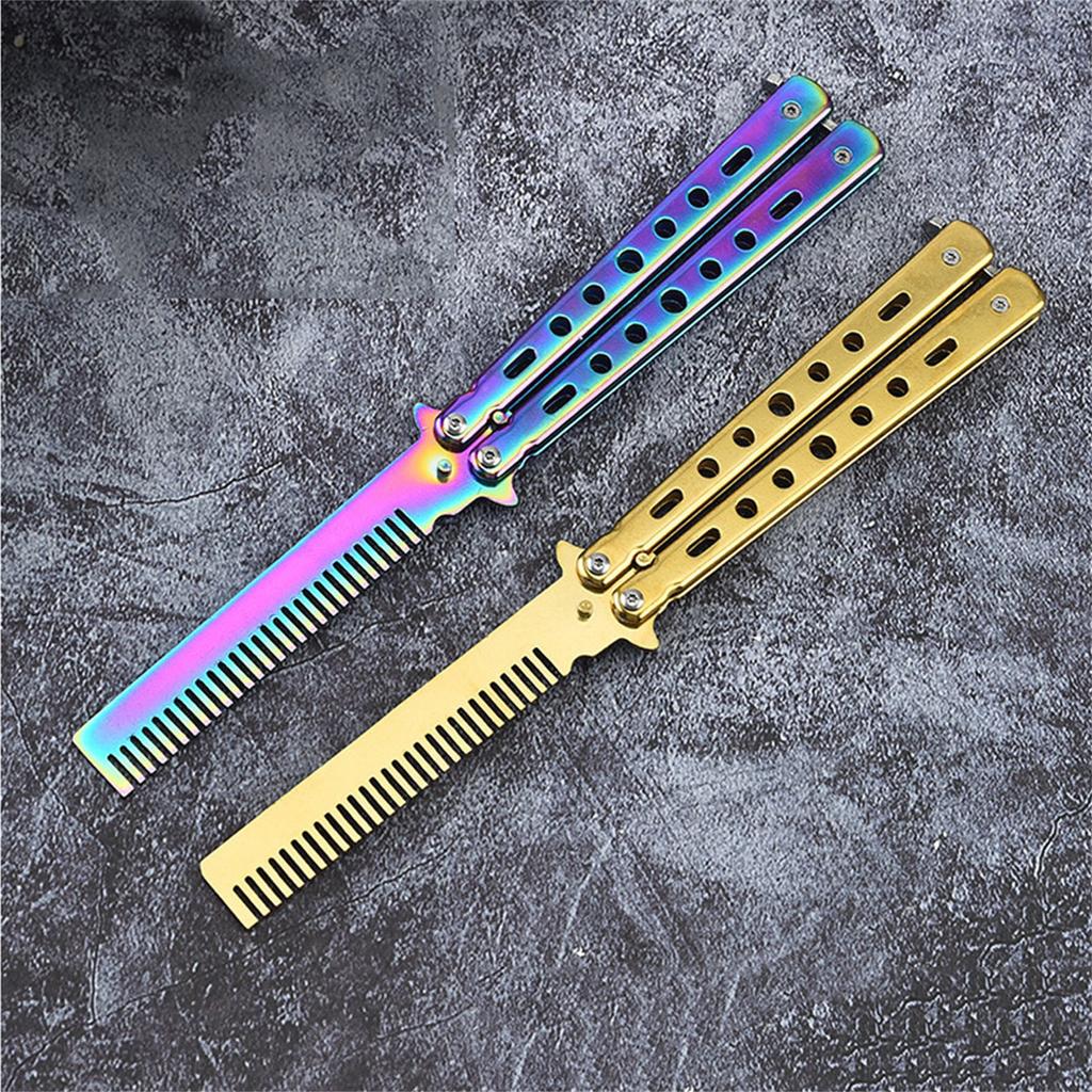 Butterfly Combs Stainless Steel Folding Training Practice Combs Hair Styling Tools For Sport Outdoor Use