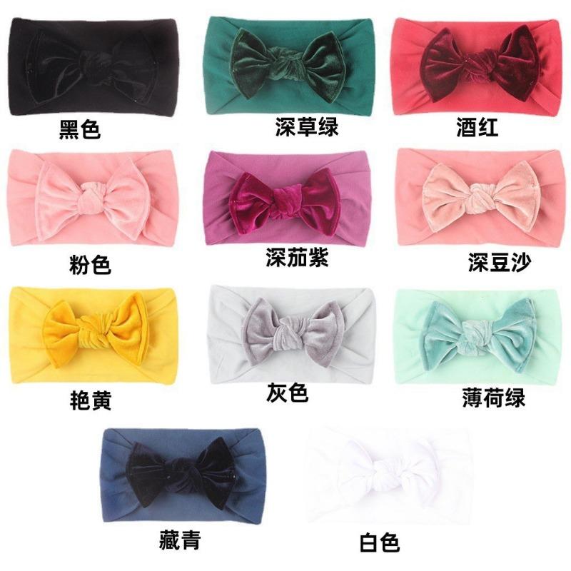 

New solid color bow baby headscarf, European and American children s nylon headband, summer thin baby hair accessories