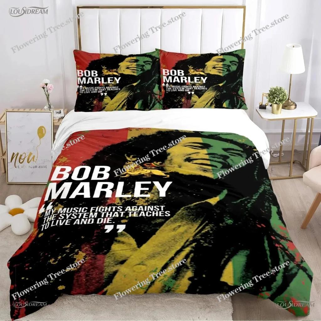 Bob marley Music Duvet Cover Comforter Fear Bedding sets Soft Quilt Cover and Pillowcases for Teens Boy SingleDoubleQueenKing