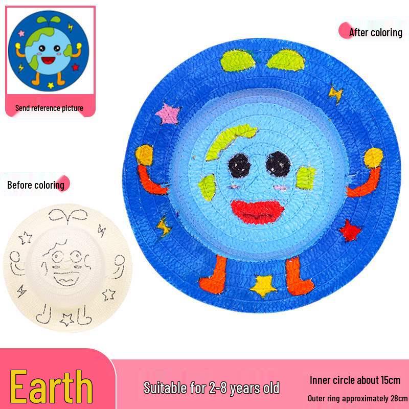 Child's DIY Painted Straw Hat Kit - Creative Art & Coloring for Kindergarten