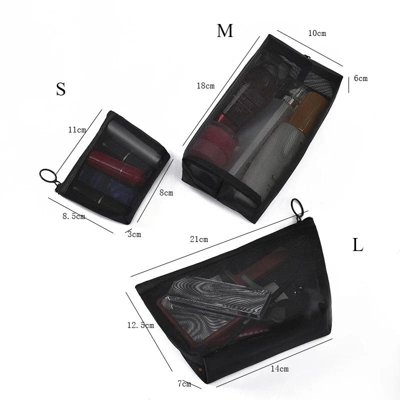 Mesh Transparent Makeup Organizer Storage Pouch Casual Zipper Toiletry Wash Bags Make Up Case Women Travel Cosmetic Bag