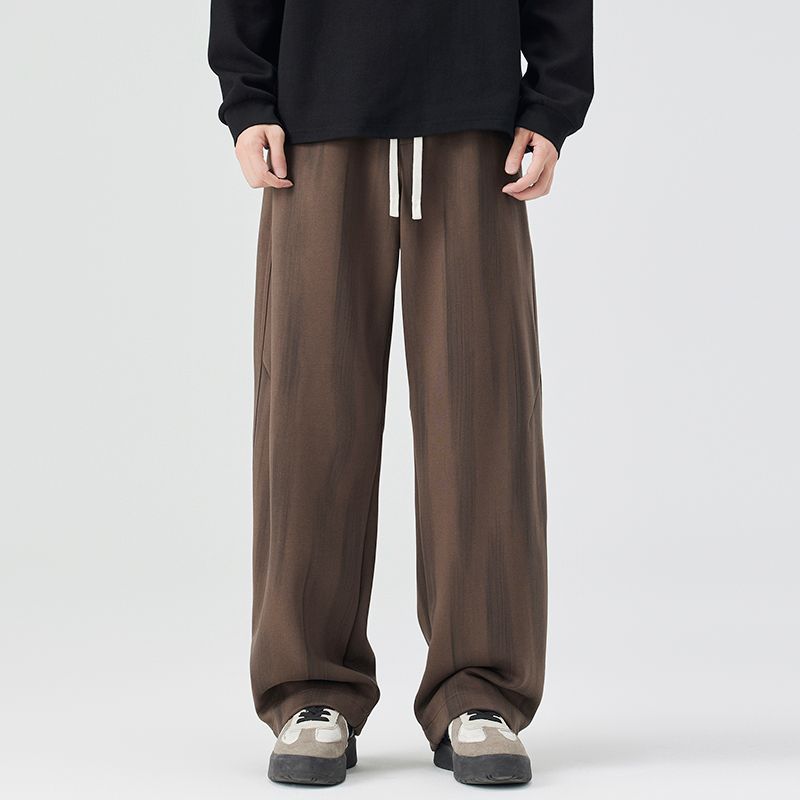 American retro trendy brand loose straight dirty sweatpants men's autumn new wide-leg elastic waist casual pants