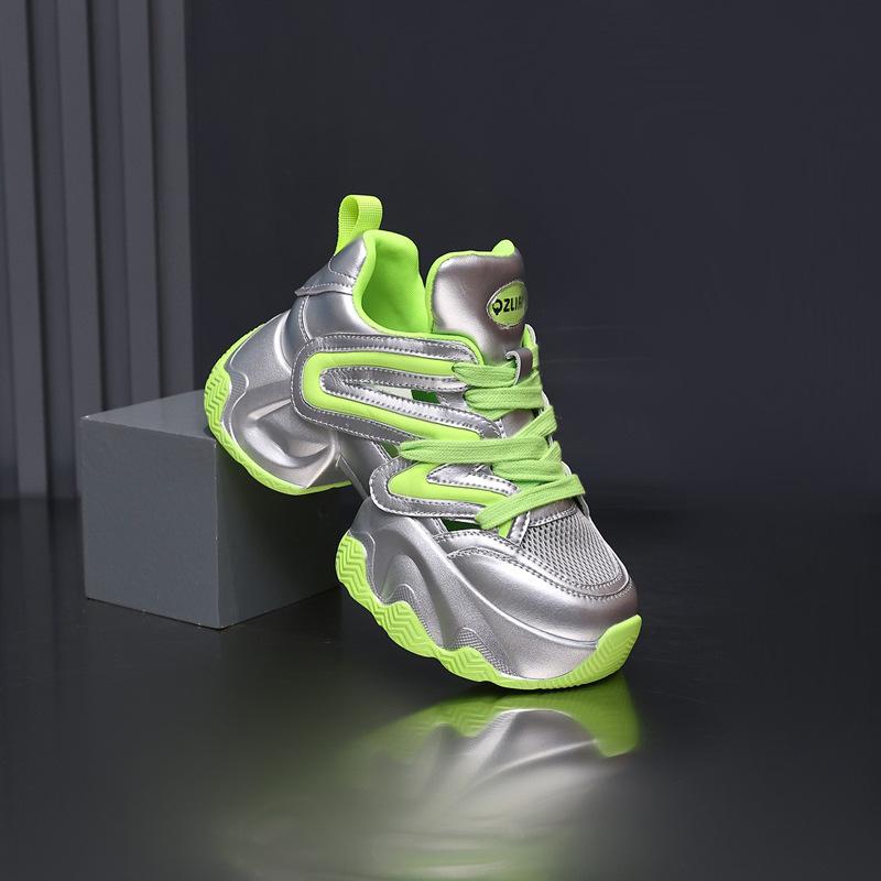 

[Fanfna] Dad Shoes Women s 2025 Summer New Thick-soled Small Men Increase Their Height and Show Their Feet Small Mesh Sneakers 40 зелёный