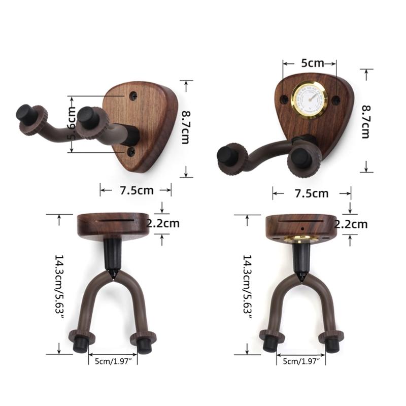 Bass Guitar Guitar Hanger with Hygrometer Guitar Wall Mount Bracket Holder for Acoustic Bass and Electric Guitar Ukulele