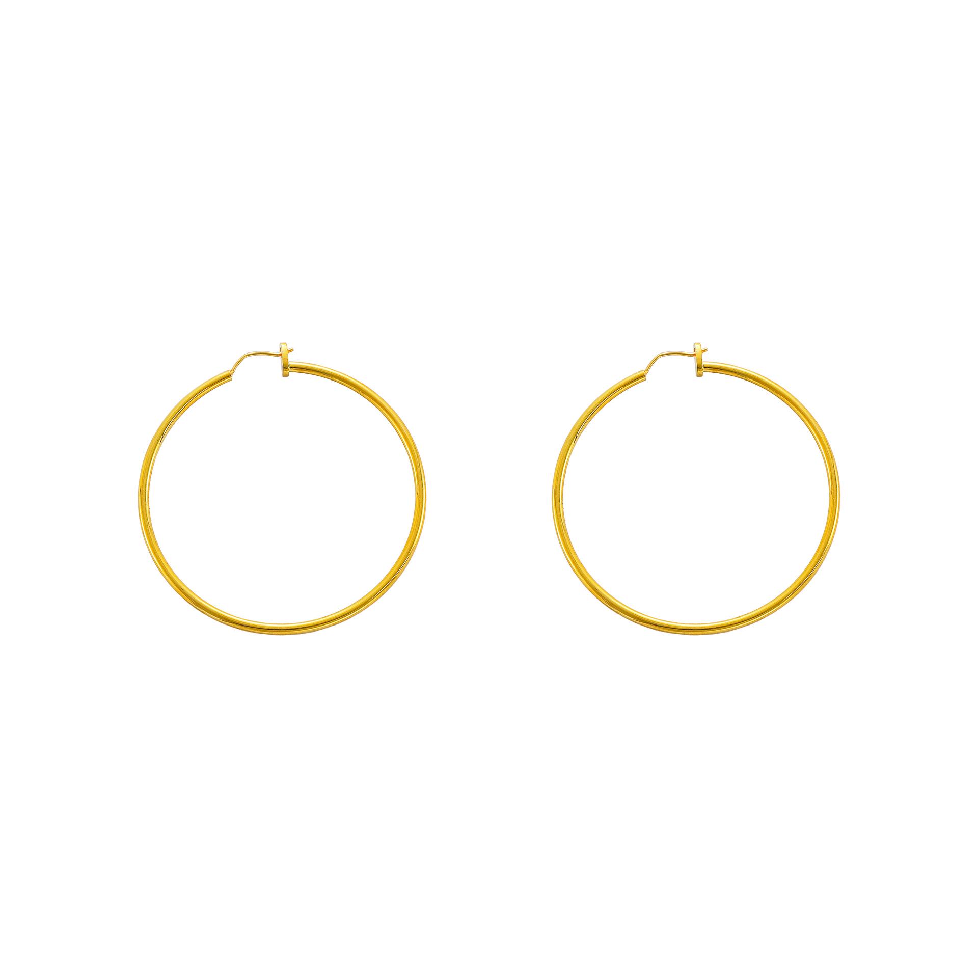 Модные крупные круглые серьги-кольца С-образной формы из Хорватии - Гладкая застежка-гвоздик из стерлингового серебра 925 пробы