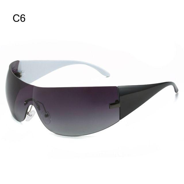 Trendy Y2k Sunglasses Women &Men Rimless Wrap -Around Sunglasses Futuristic One Piece Shades Fashion Hip Hop Sun Glasses