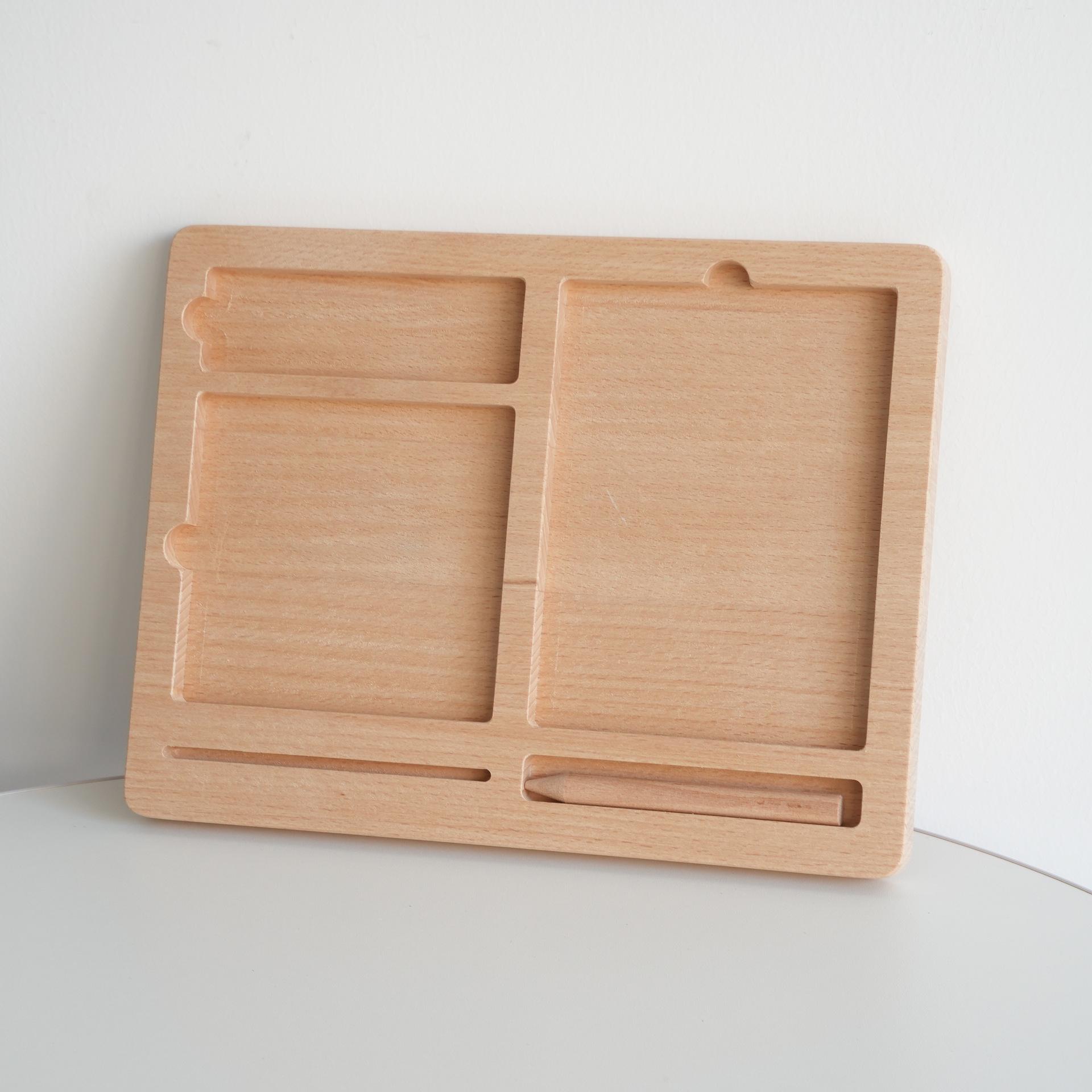 Montessori Toddler Education Three-Stage Card Board & Beech Wood Building Blocks