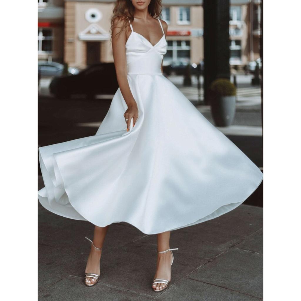 Verano Nuevo Estilo Europeo Americano Sexy para Mujer con Tirantes Finos Vestido de Encaje de Falda Amplia En Stock