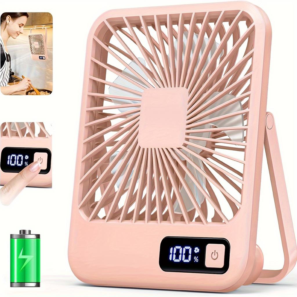 Portable Desk Fan Rechargeable 1200mAh Battery Operated Standing Fan with Digital Display Ultra-Quiet Foldable Desktop Fan