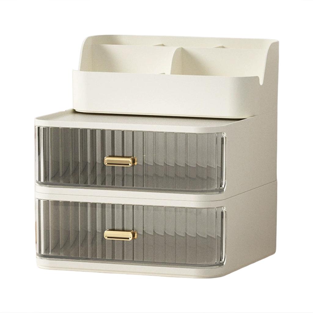 Drawer Style Stationery Cosmetic Organizer Plastic Storage Box For Office Dorm Desk