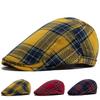 Multi-color Plaid Retro Men's Forward Hat Women's Versatile British Cap Painter Sunshade Beret Thin
