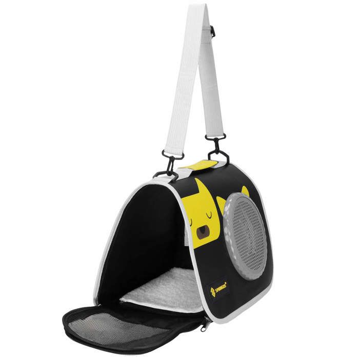 Transporttas voor huisdieren - SPRINGOS - S/M - Polyester - 10 kg - Zwart en geel