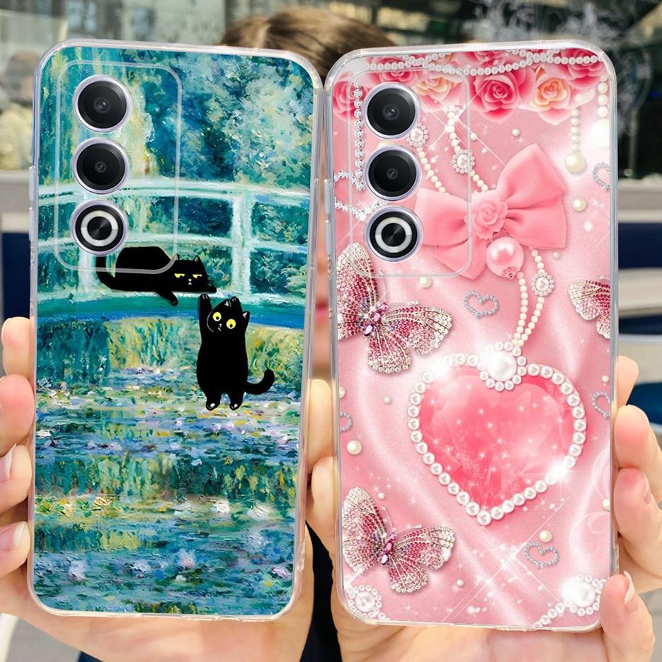 For Oppo A80 5G Case CPH2639 Cute Painted Cover Clear Silicone Soft TPU Phone Case For Oppo A3 Pro A3pro 5G OppoA80 Shell Bumper