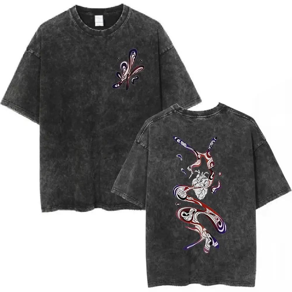 Vintage Washed Anime The Summer Hikaru Died Yoshiki Graphic T-shirt Men Women Printed Tee Summer Casual Fashion Clothing Tops Streetwear