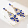 Long Colorful Crystal Bridal Wedding Water Drops Earrings for Women Prom Pageant Vintage Rhinestone Statement Earring