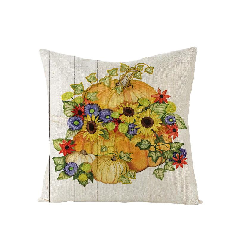 Thanksgiving Cushion Cover Pumpkin Print Harvest Polyester Cushion Cover Office Sofa Cushion Cover