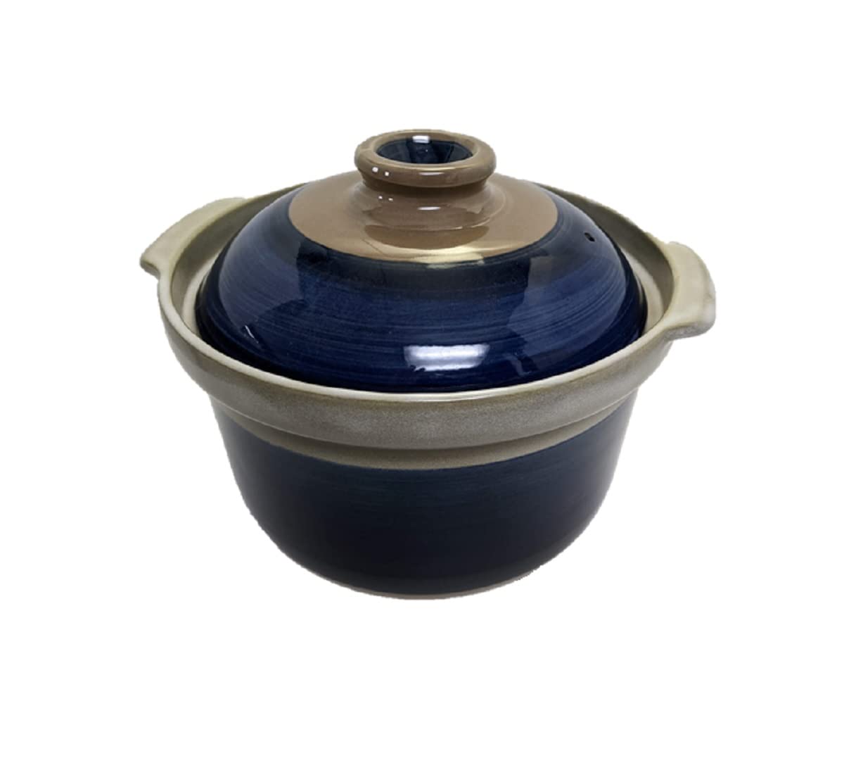 

Water-repellent ceramic-coated earthenware pot, Mishima earthenware, made in Japan by Uchiyama Seito, Banko ware (blue, 7-cup capacity)