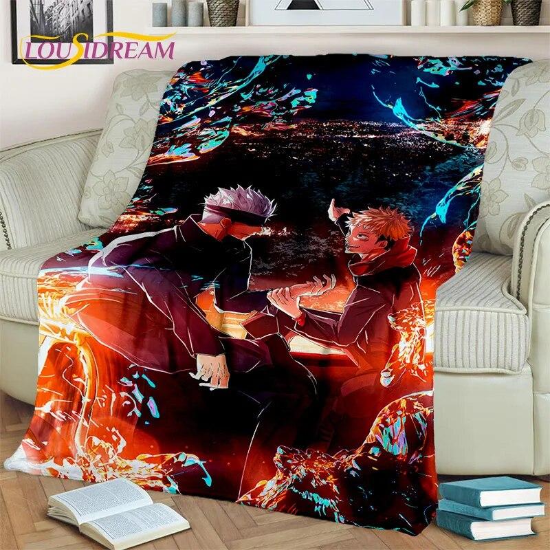 Anime Jujutsu Kaisen Itadori Yuji 3D Blanket,Soft Throw Blanket for Home Bedroom Bed Sofa Picnic Travel Office Cover Blanket Kid