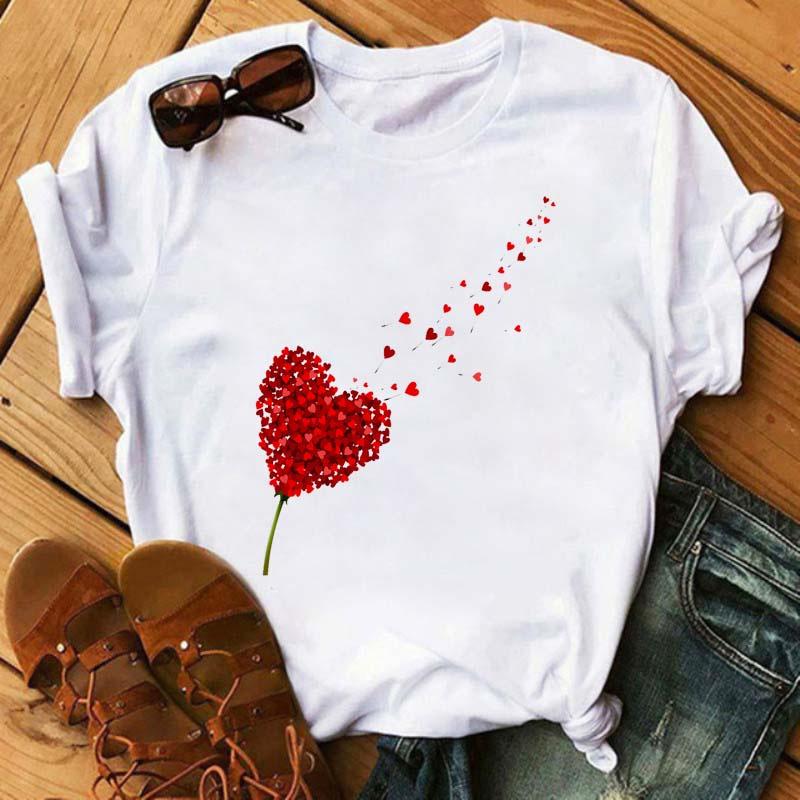 Women Graphic Flower Floral Printed T-shirts Cute 90s Style Vintage Print Tops Lady Tees Clothing Female T Shirt Womens T-Shirts