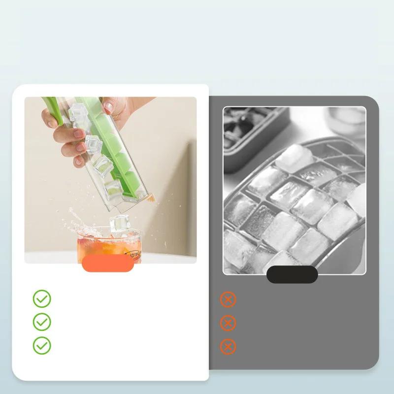 6 Grid Single Handed Press Mold Summer Whiskey Cocktail Drink Ice Making Storage Box Easy Demould