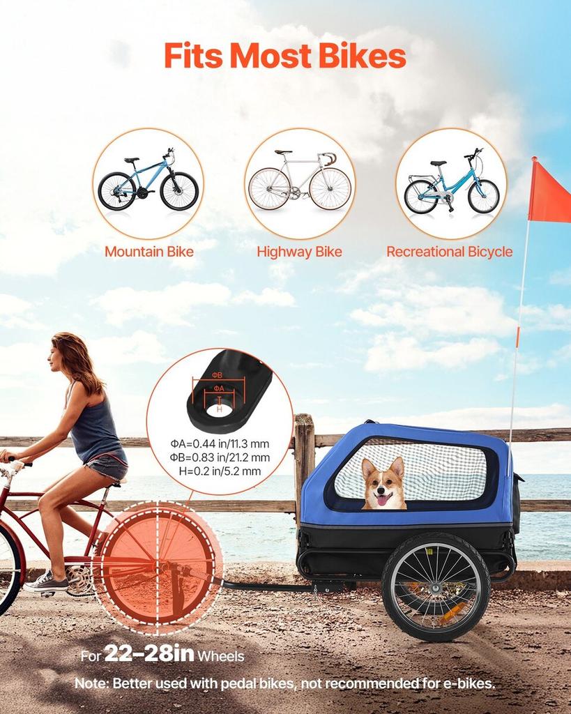 Dog Bike Trailer, Supports up to 40 kg, Pet Cart Bicycle Carrier for Small & Large Dogs, Easy Folding Frame with Quick Release Wheel, Universal