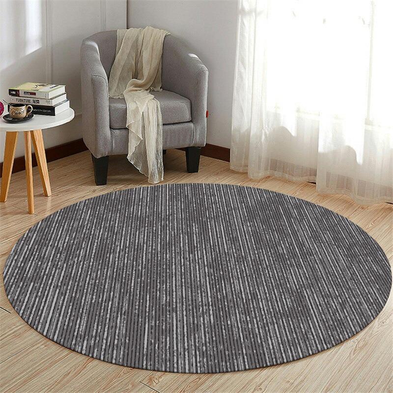 Modern Geometric Patterned Round Area Rug Artistic Gold Line Shape Print Carpet Soft Non Slip Floor Mat For Living Room Bedroom