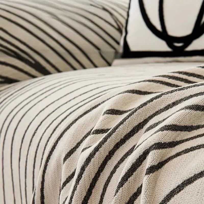 Chenille Sofa Covers Nordic Style Striped Couch Cover  Both Sides To Use Sofa Cover Pet Furniture Protector for Four Seasons
