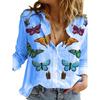 Fashion Retro Butterfly Group Print Long Sleeve Blouse Spring Spring Lapel Button Casual Blouse Ladies 5Xl Home Shirt