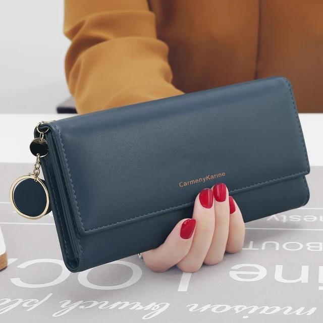 Yogodlns Lässiges langes Portemonnaie für Damen mit Anhänger PU-Leder Handtasche Mehrschichtige Clutch Einkaufs-Damen-Geldbörse Handy-Kartenhalter-Portemonnaie