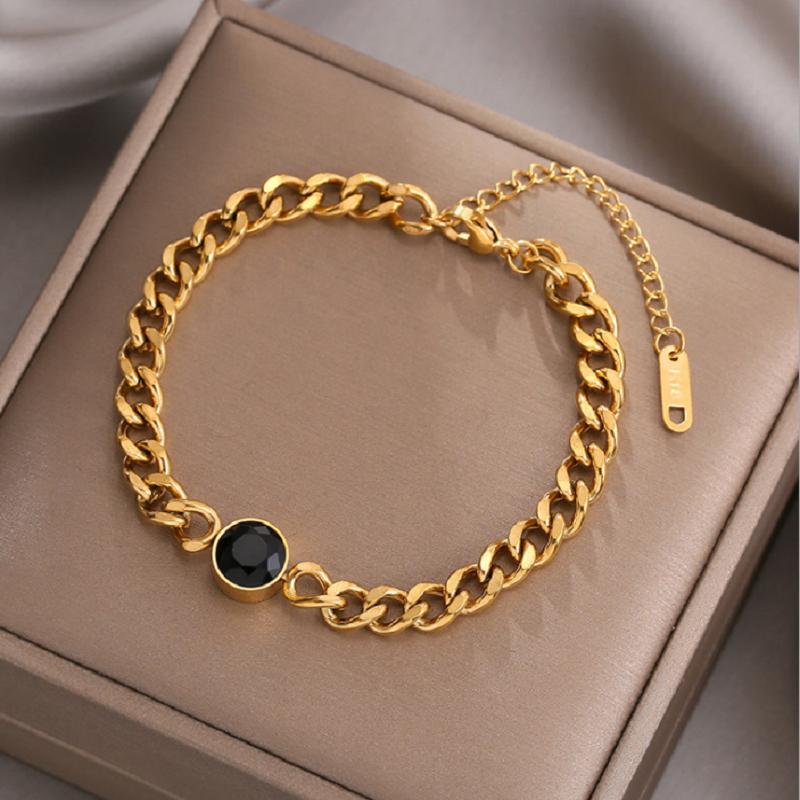 Stainless Steel Fashion Link Chain Bangle Bracelet for Women Exquisite Gold Bracelet Jewelry Girl Gift
