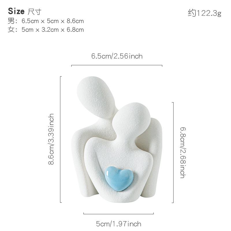Европейская фарфоровая статуэтка-скульптура декор в форме сердца пара украшение комната книжная полка статуэтка персонажа в форме сердца ручная работа