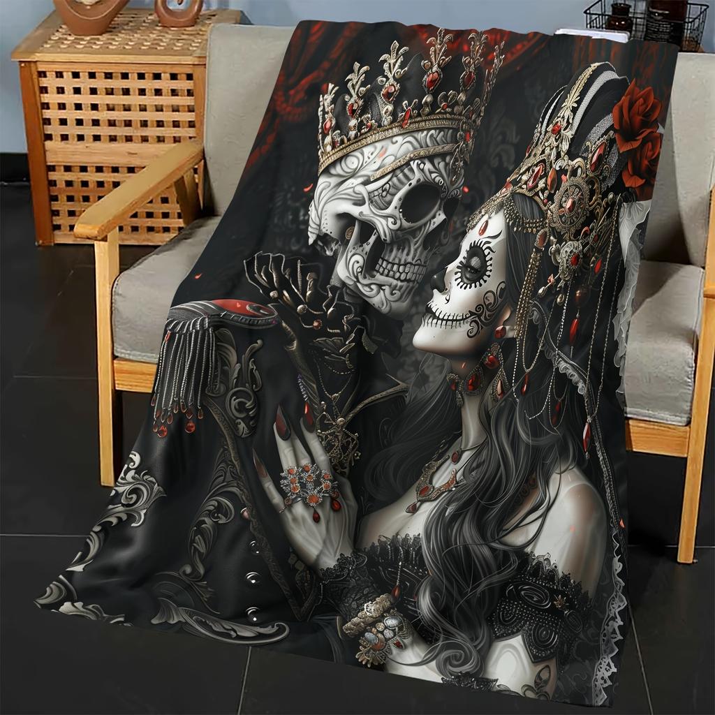 A Soft Skull Blanket Made of Flannel, a Gift from a Husband To His Wife