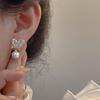 Fashion Bowknot Design Earrings with Heart-Shaped Crystals and Pearl Drop for Women Stylish Lightweight Jewelry Accessory