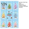 Glue-free Window Film 9Pcs Macaron Christmas Tree Static Clings, Snowflake Gift Clings Glass Stickers, Reusable Decals for Shop Home Holiday