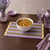 Yousheng Colorful Striped Placemat, Rectangular Artificial Leather Placemat, Heat Resistant Non-Slip Table Protector Mat for Home Dining