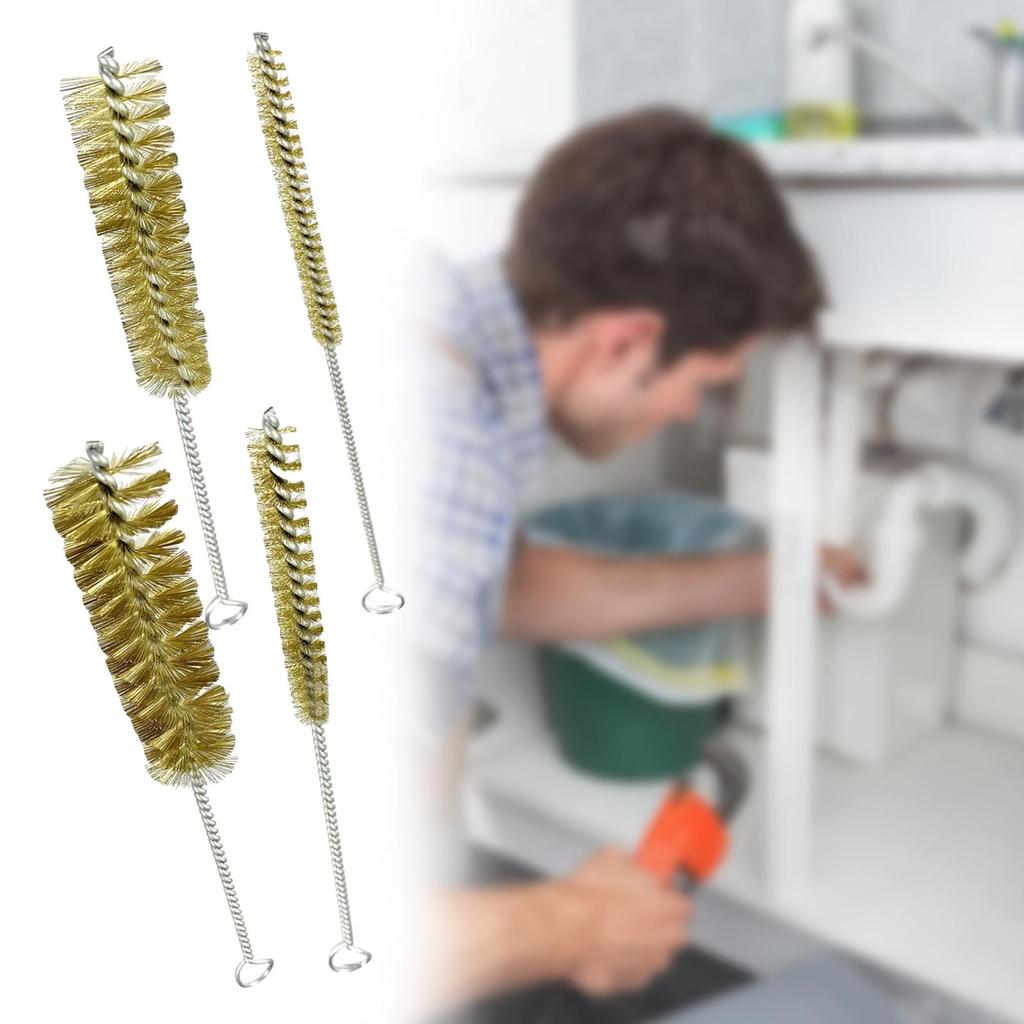 Rørrensebørste med kobberbørster Multifunksjonell metalltrådbørste Fleksibel avløpsbørste for vaskavløp Slitesterkt tilbehør