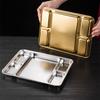 Gold Compartment Dining Plate For Food Serving Trays Stainless Steel Divided Dishes Kitchen Tableware Organization Container
