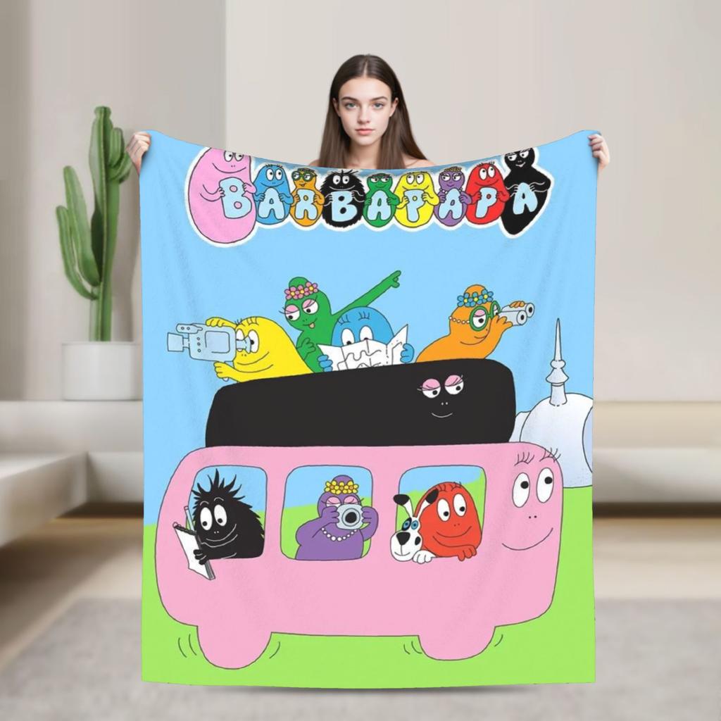 Barbapapa Barbamama Family  Flannel Blankets  Warm Throw Blanket for Bedroom Travel Pattern Bedspread Sofa Bed Cover