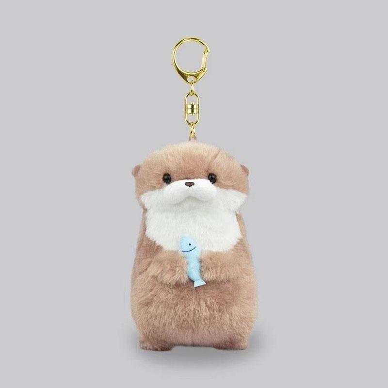 Cute Amuse Otter Plush Toy With Fish Adorable Gift For Girls Hanging Decoration