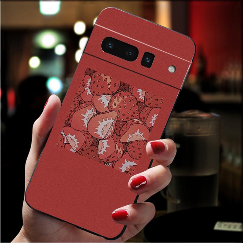 For Google Pixel 10 9 Pro XL Silicone Phone Soft Case For Google Pixel 9A 8A 7A 6A 5 Cover Shell Strawberry Cat Cartoon
