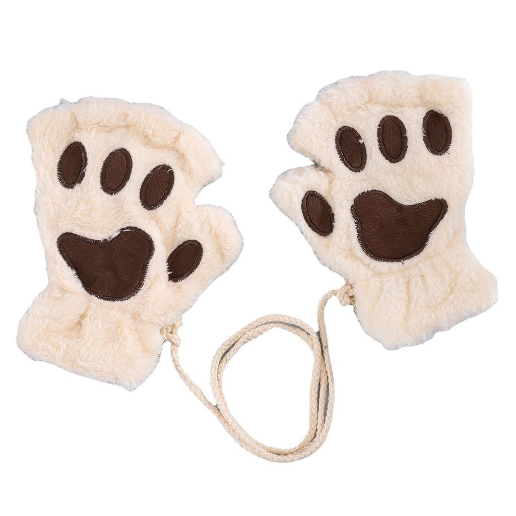 Damen Winter Cartoon Katze & Bärenpfote Fingerlose Handschuhe - Niedlich, Dick und Warm Koreanischer Stil