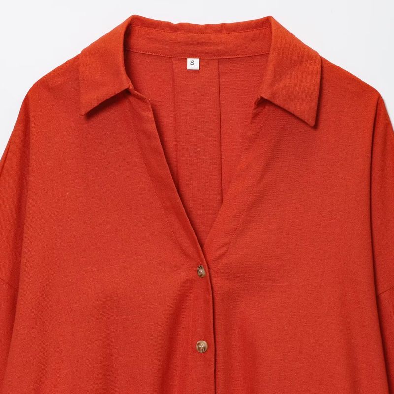 Kaslead New Women Clothes Western Style Versitile Fashion Blended Wide Sleeve Shirts 2363801