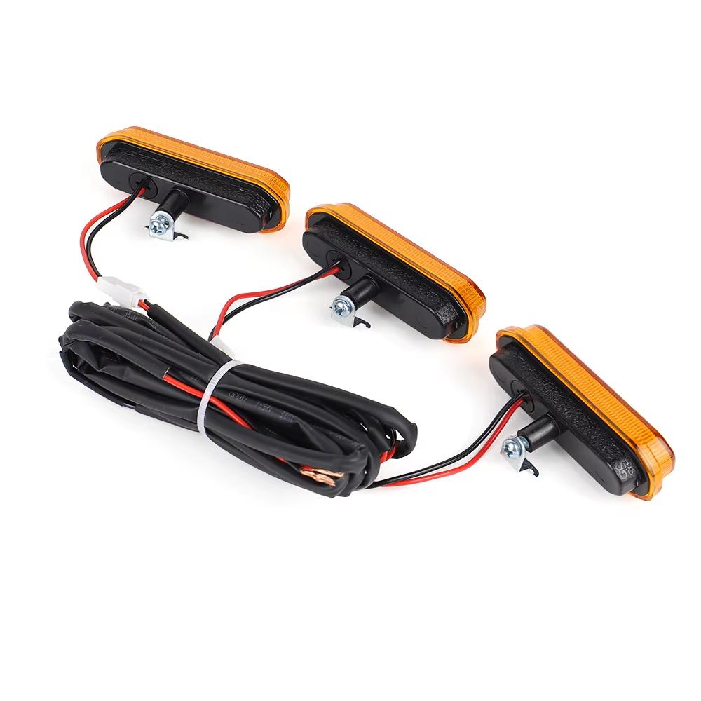 3Pcs Smoke/Yellow Front LED Grill Lights for Ford Bronco Sport 2025-2025 Amber Lighting Grille Lamps Kit with Wiring Harness