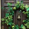 St Patricks Day Wreath for Front Door 15.7 Inch Artificial Clover Lucky Shamrock Wreath for Spring Summer Party Decor